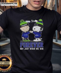 Awesome Peanut Snoopy Charlie Brown Seattle Seahawks Forever T-Shirt showcasing team spirit and fun cartoon design.