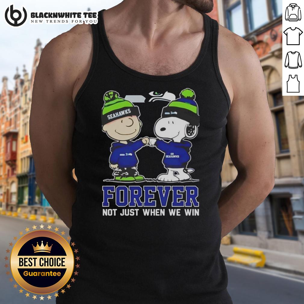 Awesome Peanut Snoopy Charlie Brown Seattle Seahawks Forever Not Just When We Win Tank Top Awesome Peanut Snoopy and Charlie Brown tank top for Seattle Seahawks fans, celebrating loyalty beyond wins.