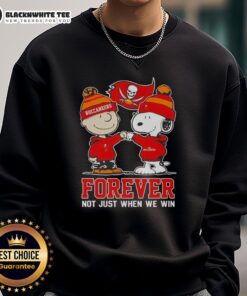 Awesome Peanut Snoopy and Charlie Brown Tampa Bay Buccaneers sweatshirt - perfect for fans who support forever, not just during wins.