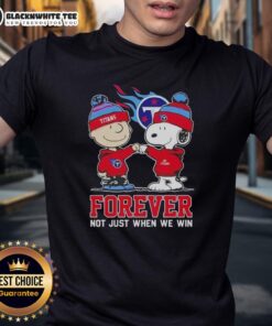 Alt Text: Awesome Peanut Snoopy and Charlie Brown Tennessee Titans Forever T-Shirt design for loyal fans, not just for wins.