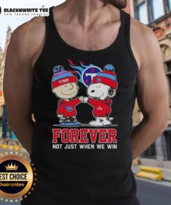 Awesome Peanut Snoopy and Charlie Brown tank top for Tennessee Titans fans - 'Forever Not Just When We Win'