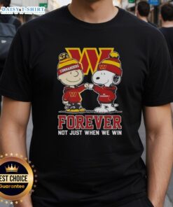 Alt Text: Awesome Peanut Snoopy Charlie Brown t-shirt featuring Washington Commanders Forever design, perfect for fans.
