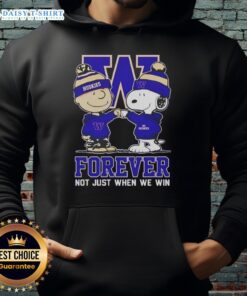 Awesome Peanut Snoopy and Charlie Brown hoodie with Washington Huskies logo, celebrating fandom beyond wins.