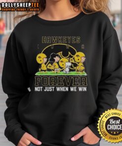 Awesome Peanuts Iowa Hawkeyes Forever sweatshirt showcasing team spirit, perfect for fans celebrating every game.