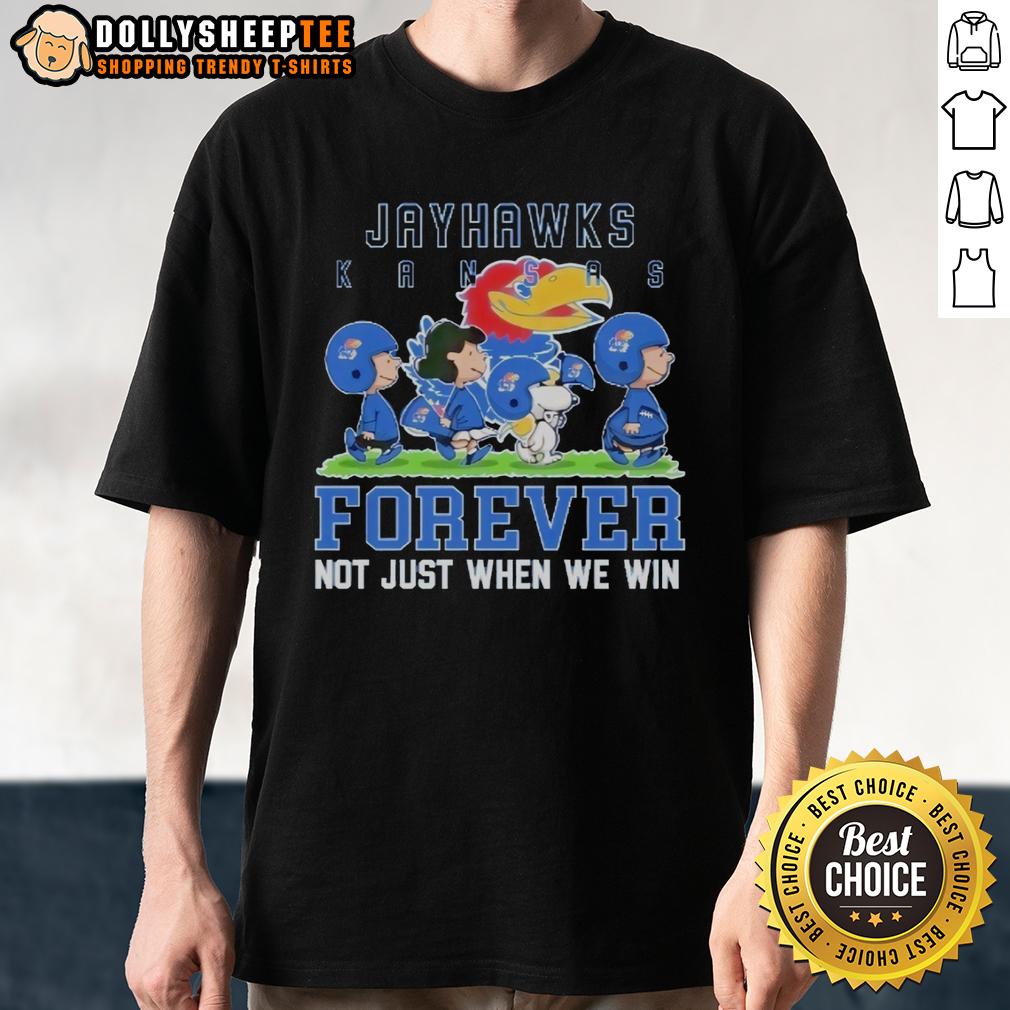 Awesome Peanuts Kansas Jayhawks Forever Not Just When We Win T Shirt Awesome Peanuts Kansas Jayhawks Forever T-Shirt in blue, celebrating team spirit beyond just winning games.