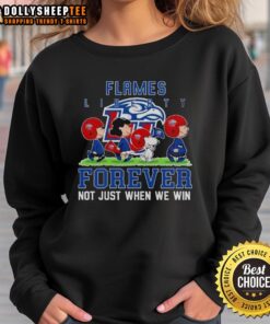 Awesome Peanuts Liberty Flames Forever sweatshirt featuring vibrant graphics, perfect for fans and everyday wear.