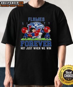 Awesome Peanuts Liberty Flames Forever T-Shirt featuring a playful design, perfect for fans celebrating every game.