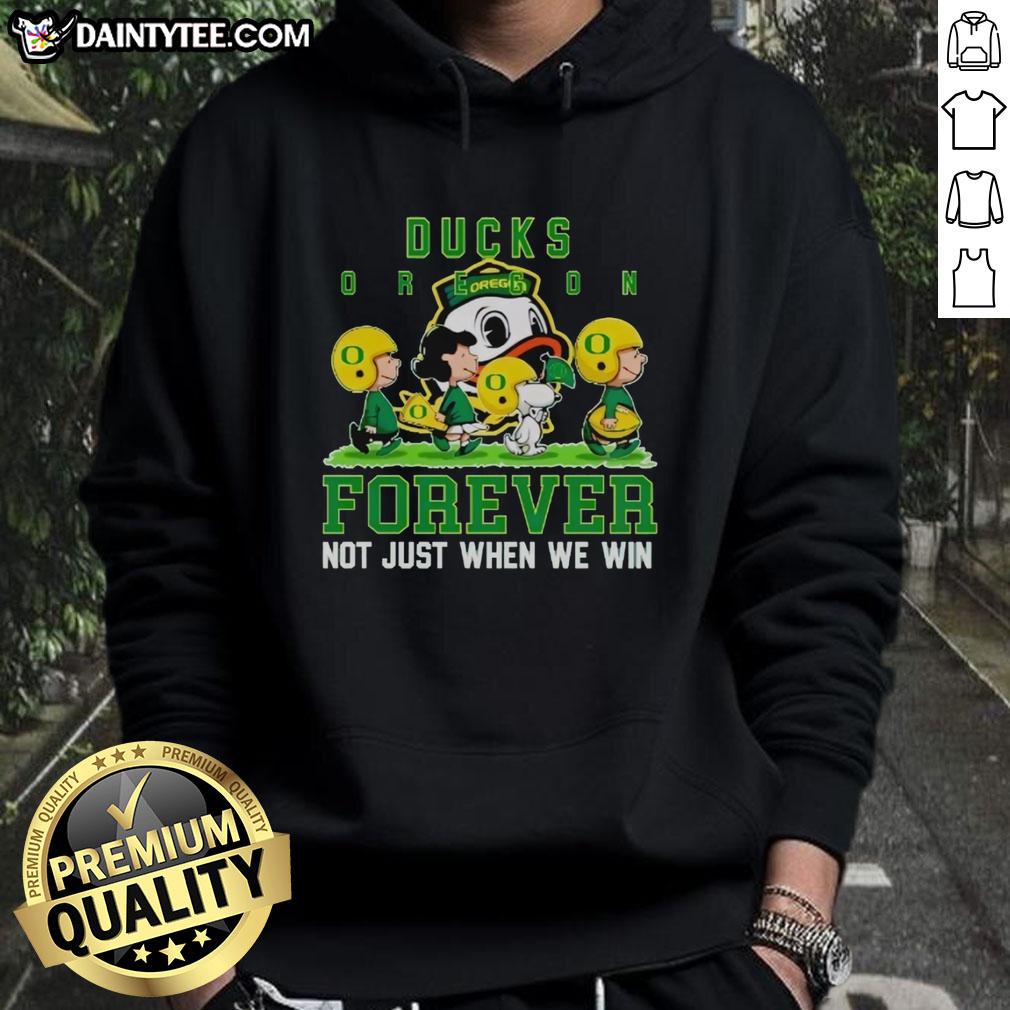 awesome-peanuts-oregon-ducks-forever-not-just-when-we-win-hoodie Awesome Peanuts Oregon Ducks hoodie, featuring 'Forever Not Just When We Win' slogan, perfect for passionate fans.