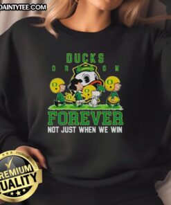 Alt Text: Awesome Peanuts Oregon Ducks Forever sweatshirt featuring vibrant design, perfect for fans celebrating every game.