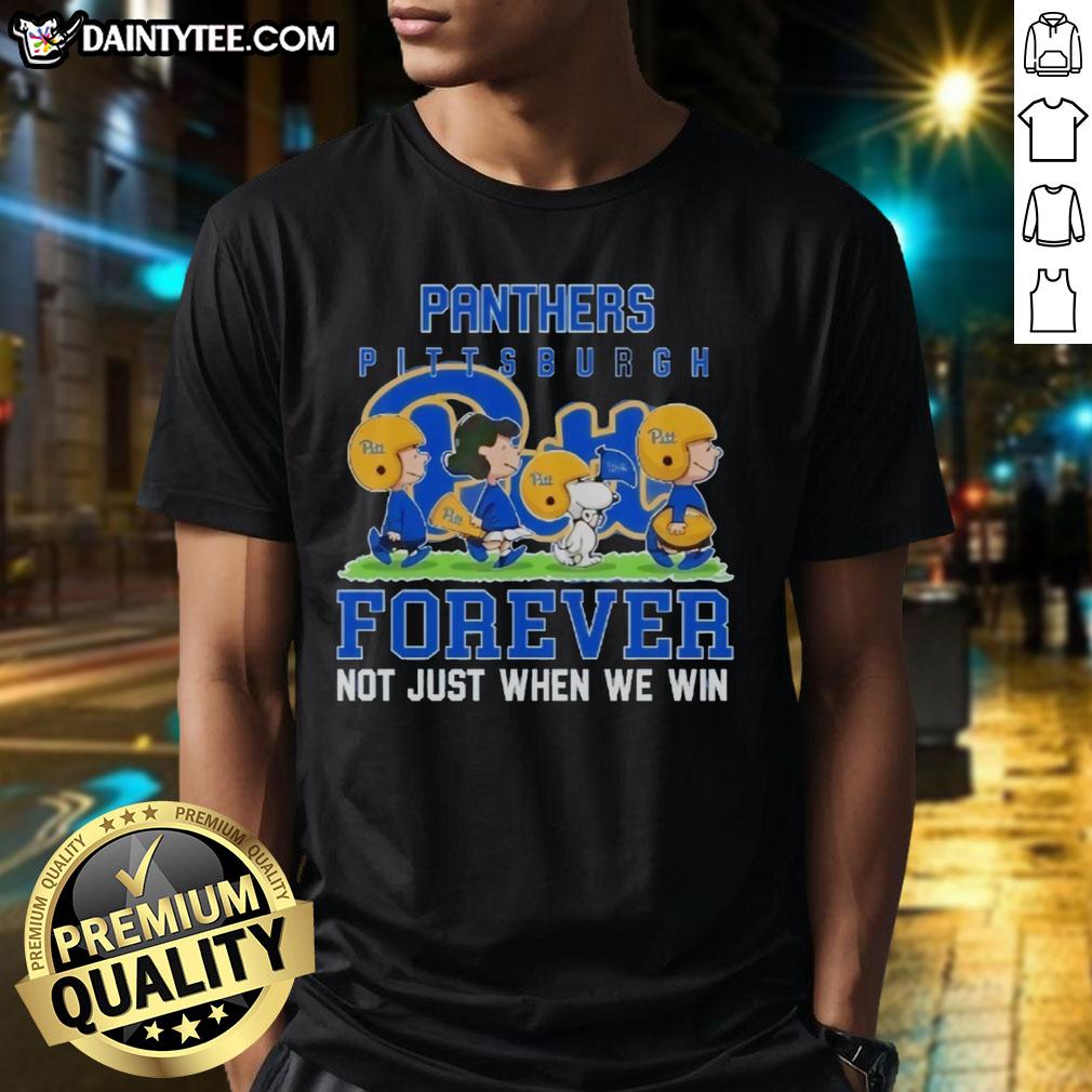 awesome-peanuts-pitt-panthers-forever-not-just-when-we-win-t-shirt-1 Awesome Peanuts Pitt Panthers Forever T-Shirt design featuring playful graphics celebrating team spirit and loyalty.
