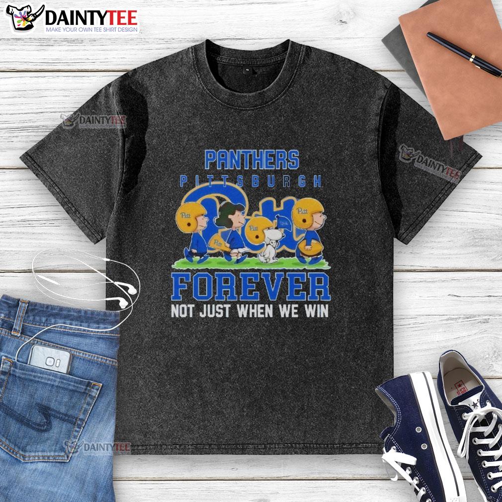 awesome-peanuts-pitt-panthers-forever-not-just-when-we-win-washed-t-shirt Alt Text: Awesome Peanuts Pitt Panthers Forever t-shirt, perfect for fans, showcasing team spirit beyond just winning.