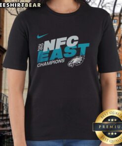 Awesome Philadelphia Eagles 2025 NFC East Champions Super Bowl LX Mascot Ladies Tee showcasing team pride.