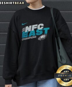 Alt Text: Awesome Philadelphia Eagles 2025 NFC East Champions Super Bowl LX mascot sweatshirt in green and white design.