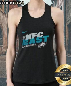 Awesome Philadelphia Eagles 2025 NFC East Champions Super Bowl LX mascot tank top in green with team logo and graphics.