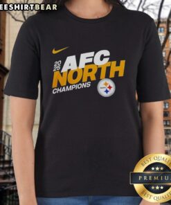 2025 NFC East Champions Pittsburgh Steelers Super Bowl LX mascot graphic on a ladies tee shirt.
