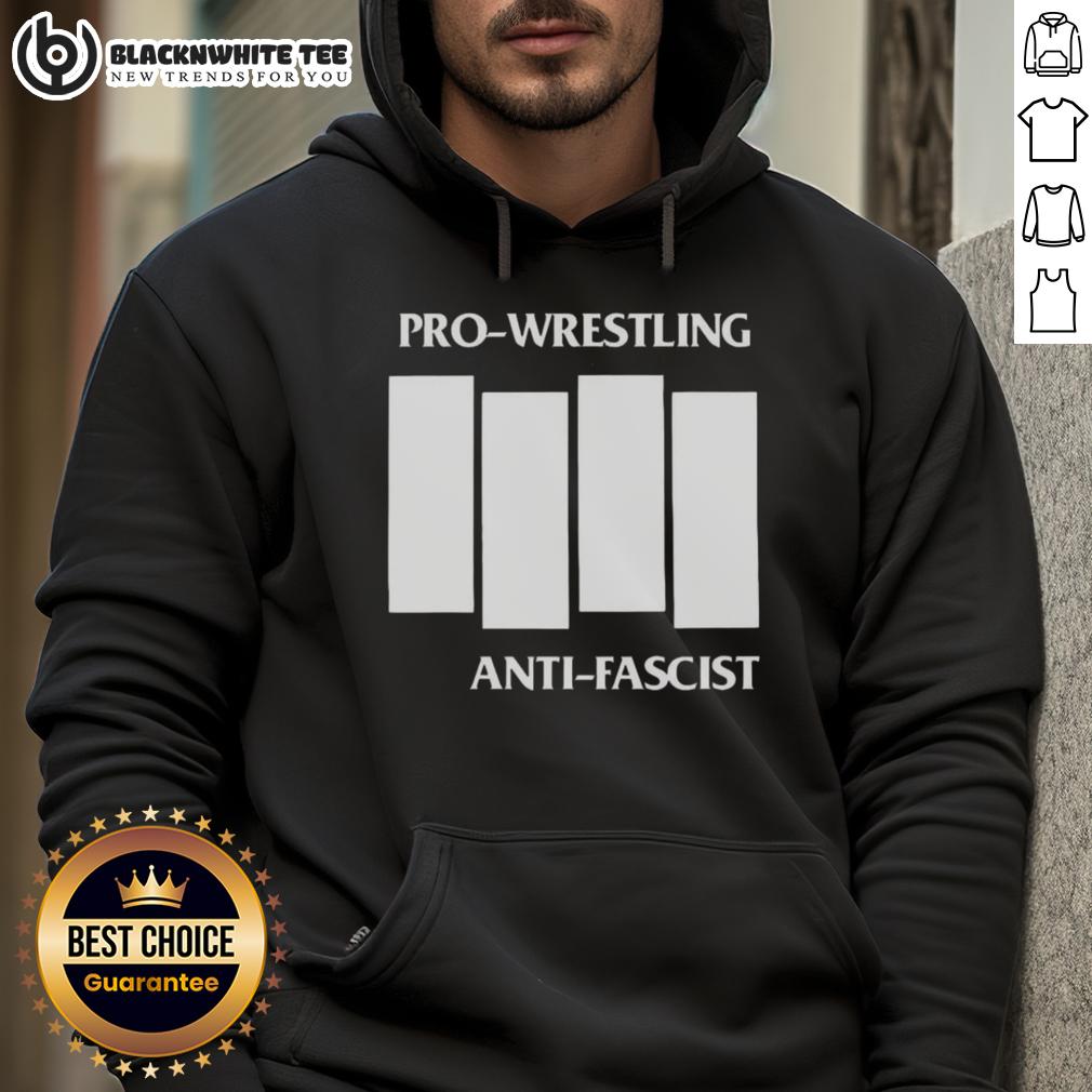 Awesome Pro Wrestling Anti Fascist Four White Lines Parody Logo Hoodie Alt Text: Awesome Pro Wrestling Anti-Fascist Four White Lines Parody Logo Hoodie featuring bold graphics and unique design.