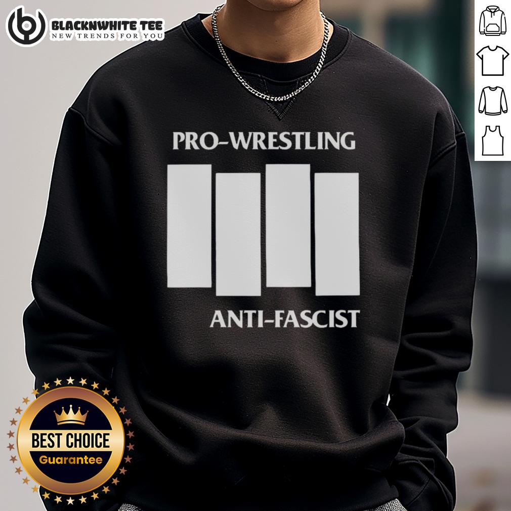 Awesome Pro Wrestling Anti Fascist Four White Lines Parody Logo Sweatshirt Awesome Pro Wrestling Anti-Fascist Four White Lines parody logo sweatshirt featuring bold graphic design.