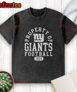 Alt Text: Awesome Property of New York Giants Football since 1925 washed t-shirt in blue, perfect for NFL fans.