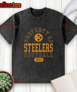 Awesome Property of Pittsburgh Steelers Football Since 1933 washed t-shirt featuring team colors and logo.
