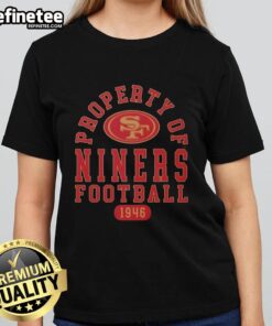 San Francisco 49ers ladies tee featuring 'Awesome Property' design, celebrating the team's history since 1946.