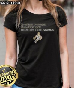 Awesome Purdue Boilermakers Basketball ladies tee celebrating 100 consecutive sellouts with a priceless mascot design.