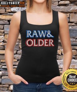 Awesome Raw And Older Parody Tank Top featuring a humorous graphic design, perfect for casual wear and summer vibes.