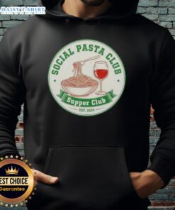 Awesome Retro Social Pasta Club Supper Club Est 2024 Hoodie in vibrant colors, perfect for pasta lovers and retro fashion fans.