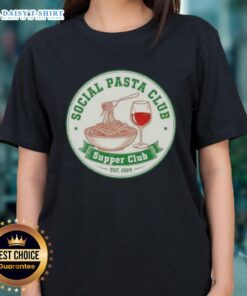Alt Text: Awesome Retro Social Pasta Club Supper Club Est 2024 Ladies Tee featuring vintage design and vibrant colors.