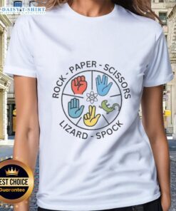 Awesome Rock Paper Scissors Ladies Tee featuring a fun graphic design and comfortable fit for casual wear.
