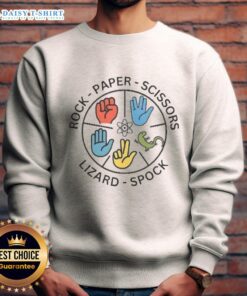 Awesome Rock Paper Scissors sweatshirt featuring a fun design, perfect for game enthusiasts and casual wear.