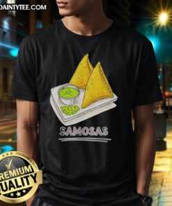 Awesome Samosa Lover T-Shirt featuring delicious Indian snack food samosas, perfect for foodies and snack enthusiasts.