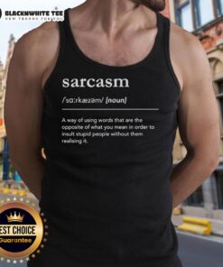 Awesome Sarcasm Definition Tank Top featuring a humorous quote on a stylish black background, perfect for casual wear.