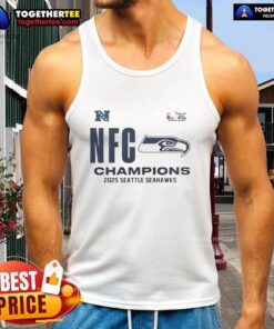 Seattle Seahawks 2025 NFC Champions locker room tank top showcasing team pride and vibrant colors.