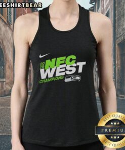 Alt Text: Awesome Seattle Seahawks 2025 NFC East Champions tank top featuring Super Bowl LX mascot design.