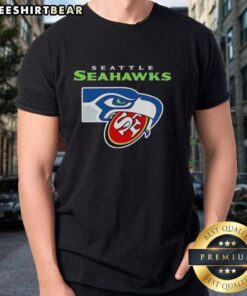 Awesome Seattle Seahawks crush San Francisco 49ers logo t-shirt featuring bold graphics and team colors.