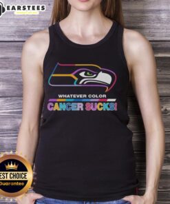 Alt Text: Seattle Seahawks Football tank top featuring vibrant colors and 'Cancer Sucks' logo, celebrating team spirit and awareness.