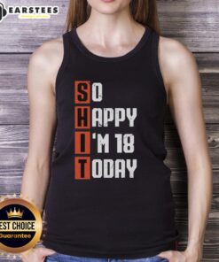 Vintage tank top celebrating turning 18 with 'So Happy I'm 18 Years Old Today' design, perfect for birthday celebrations.