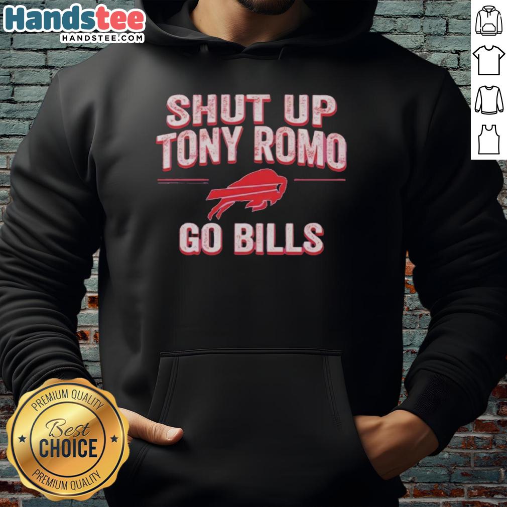 awesome-shut-up-tony-romo-go-bills-hoodie Awesome Shut Up Tony Romo Go Bills Hoodie featuring bold graphics, perfect for Buffalo Bills fans and NFL enthusiasts.