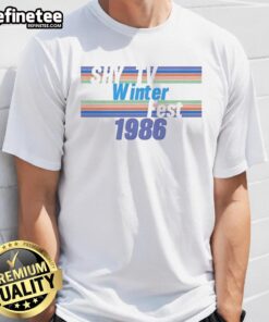 Awesome Shy-Tv Winterfest 1986 T-Shirt featuring vintage design and colorful graphics for winter festivities.