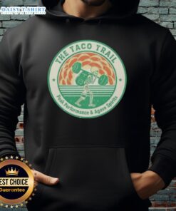 Alt Text: Awesome Skeleton Taco Trail Peak Performance hoodie featuring vibrant design and agave spirits theme.