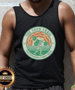 Awesome Skeleton The Taco Trail tank top featuring vibrant graphics, perfect for peak performance and agave spirits lovers.