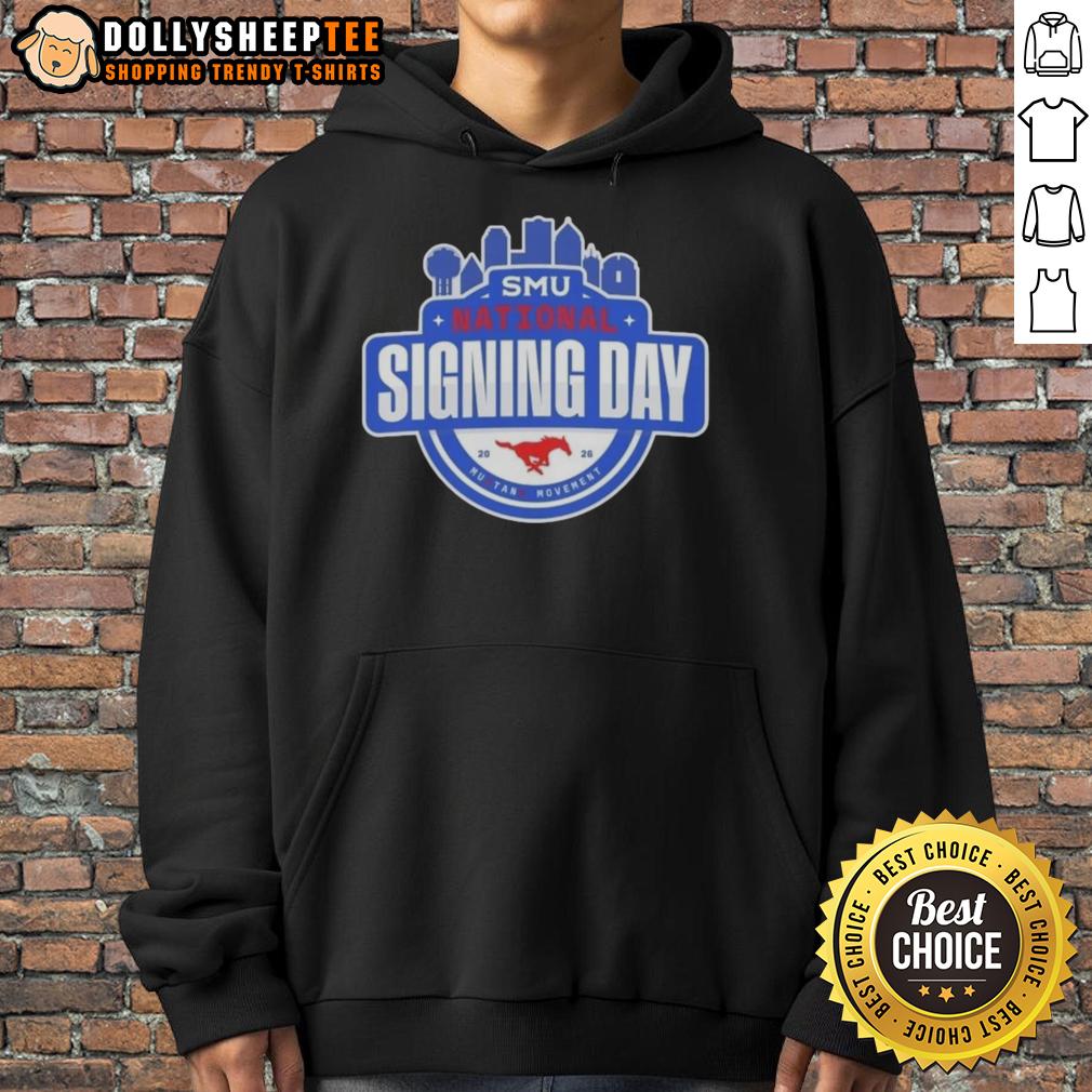 Awesome Smu Mustangs National Signing Day Hoodie Alt Text: Awesome SMU Mustangs National Signing Day hoodie featuring vibrant colors and logo, perfect for fans and supporters.