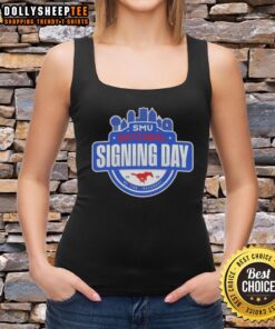 Awesome SMU Mustangs National Signing Day tank top featuring vibrant design and team colors, perfect for fans.
