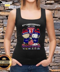 Awesome Snoopy and Charlie Brown New England Patriots football tank top celebrating 67 years of history, 1959-2026.