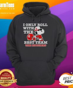Alt Text: Awesome Snoopy hoodie featuring 'I Only Roll With The Best Team' design for Indiana Hoosiers football fans.