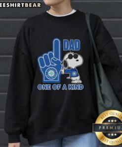 Alt Text: Unique Snoopy Seattle Mariners sweatshirt for dads, featuring vibrant graphics and cozy design for baseball fans.