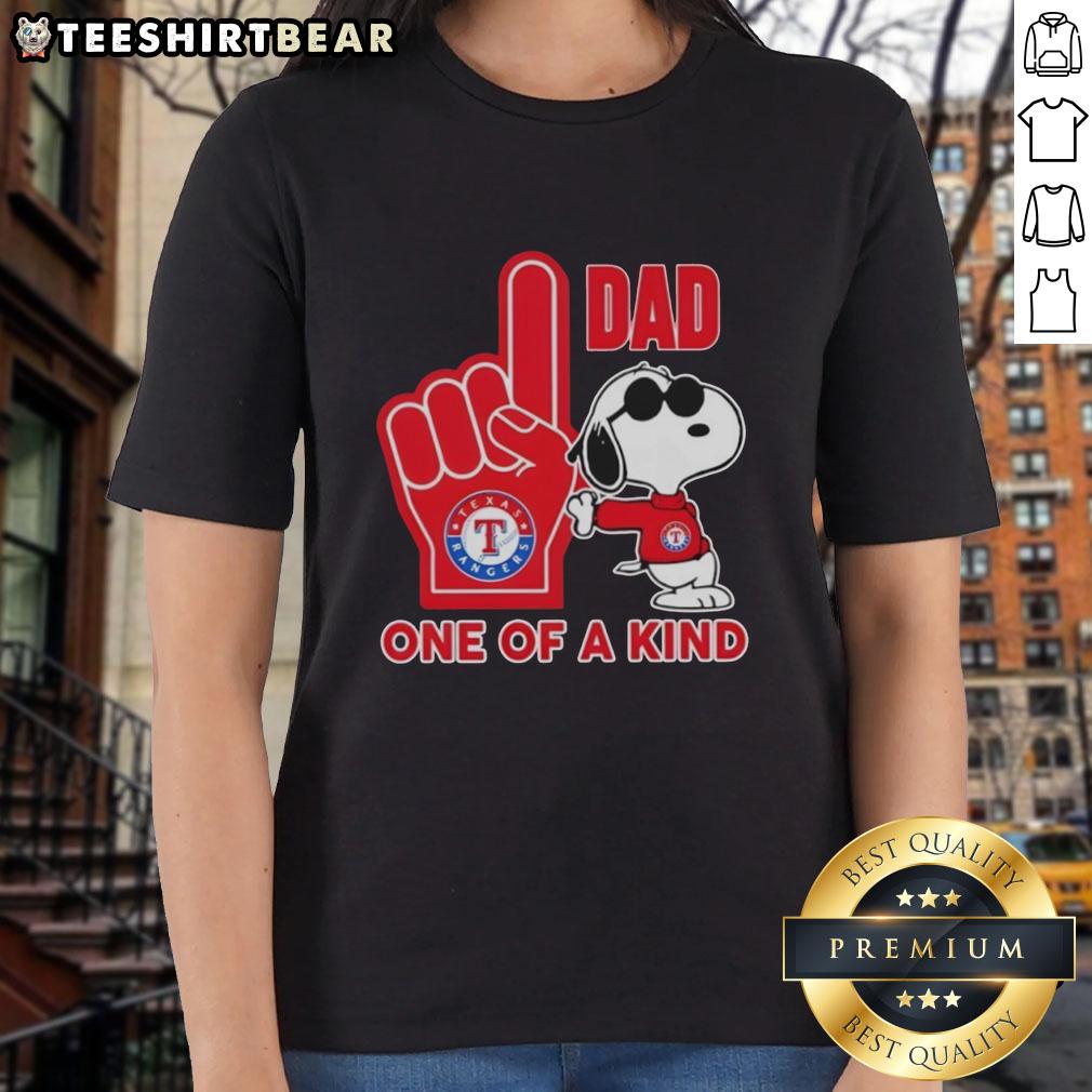 awesome-snoopy-texas-rangers-1-dad-one-of-a-kind-ladies-tee Alt Text: Awesome Snoopy Texas Rangers 1 Dad one of a kind ladies tee featuring a fun design for baseball fans.