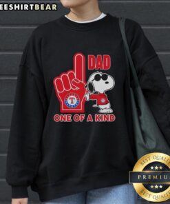 Awesome Snoopy Texas Rangers Dad sweatshirt featuring a unique design and vibrant colors for baseball fans.