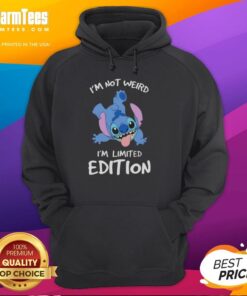 Awesome Stitch hoodie featuring 'I'm Not Weird, I'm Limited Edition' design in vibrant colors, perfect for fans.