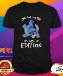 Awesome Stitch 'I'm Not Weird I'm Limited Edition' T-Shirt featuring a colorful Stitch graphic and playful text design.